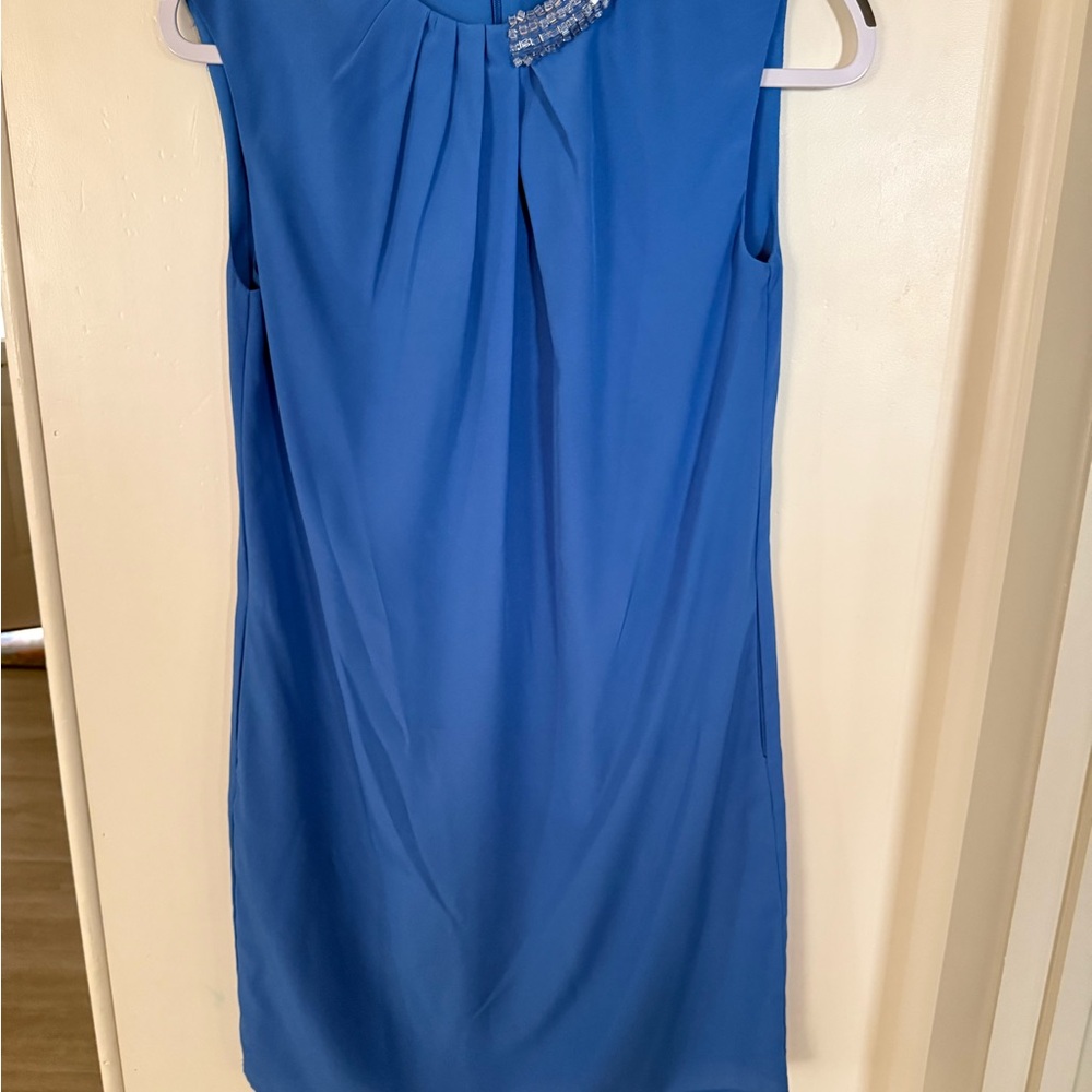 3.1 Phillip Lim Sleeveless Royal Blue Midi Dress with Beaded Neckline